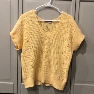 Diane Von Furstenburg 70’s Yellow Knit Short Sleeve Top Size S/M